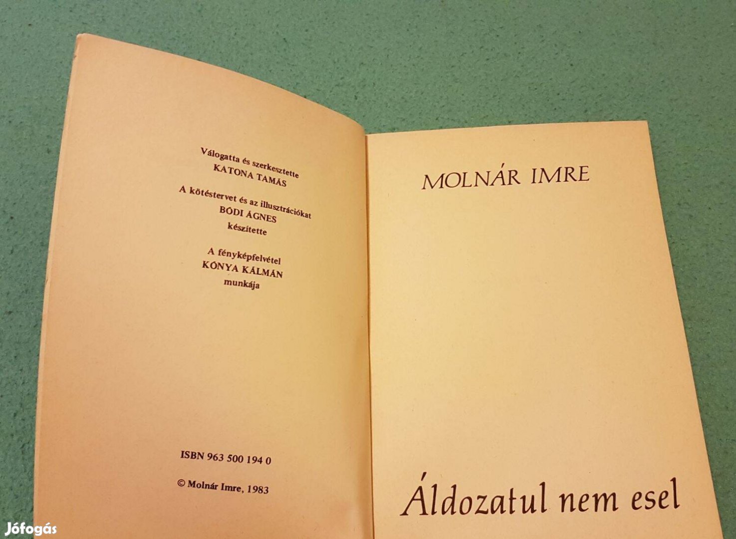 Molnár Imre - Áldozatul nem esel Szerzői kiadás, 1983 Bódi Ágnes feke