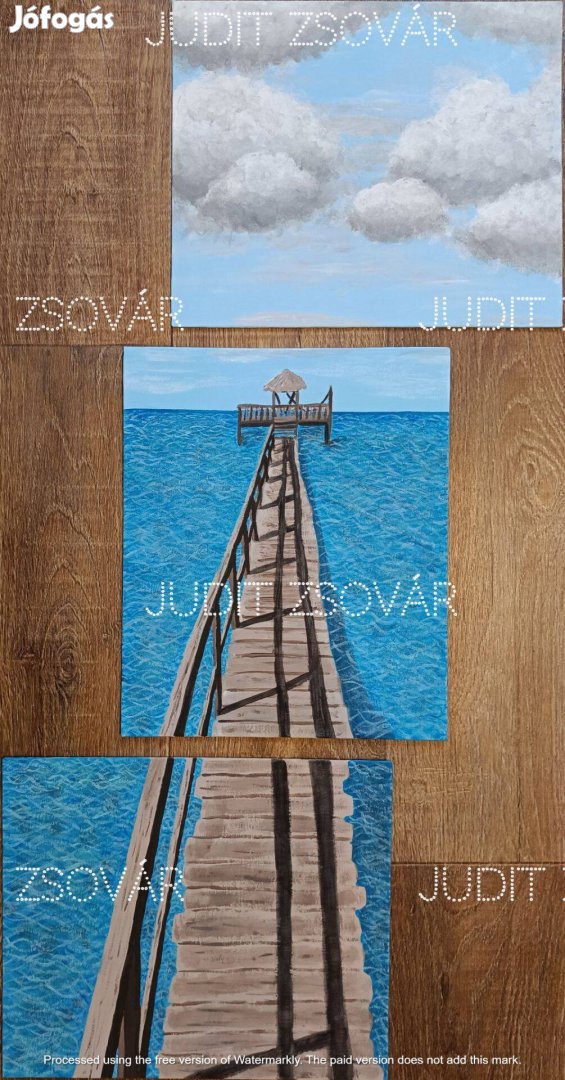 Móló triptichon - 3db: egyenként 25 x 30 cm, akril vásznon