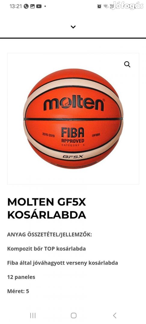 Molten GF5X kosárlabda olcsón eladó!