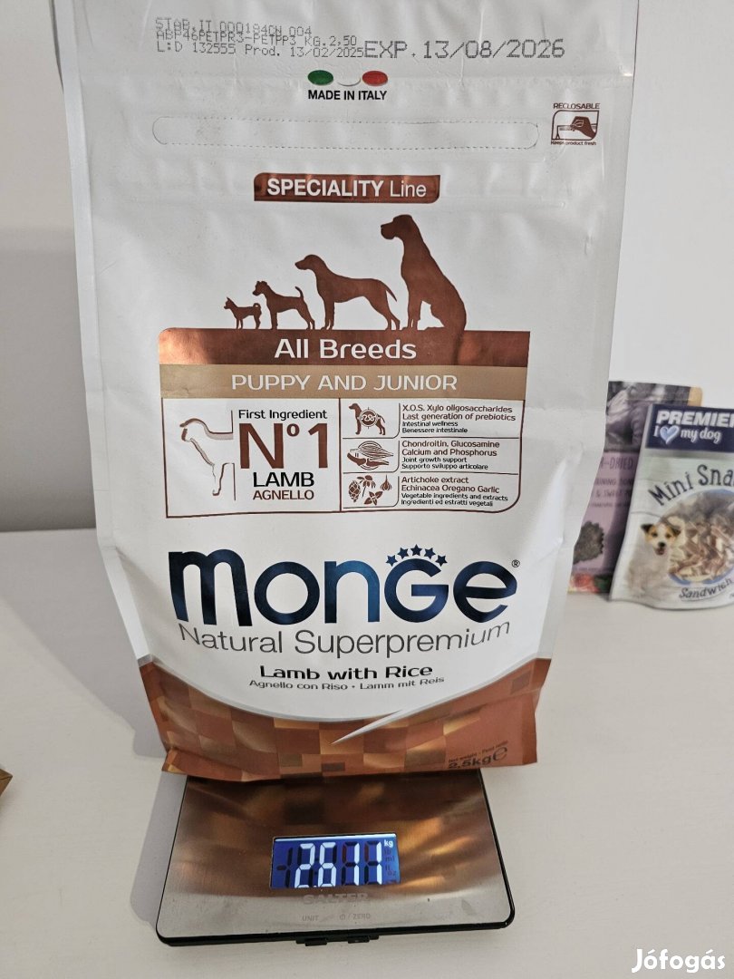 Monge Lamb and rice puppy and junior táp és kiegészítők / kutyatáp