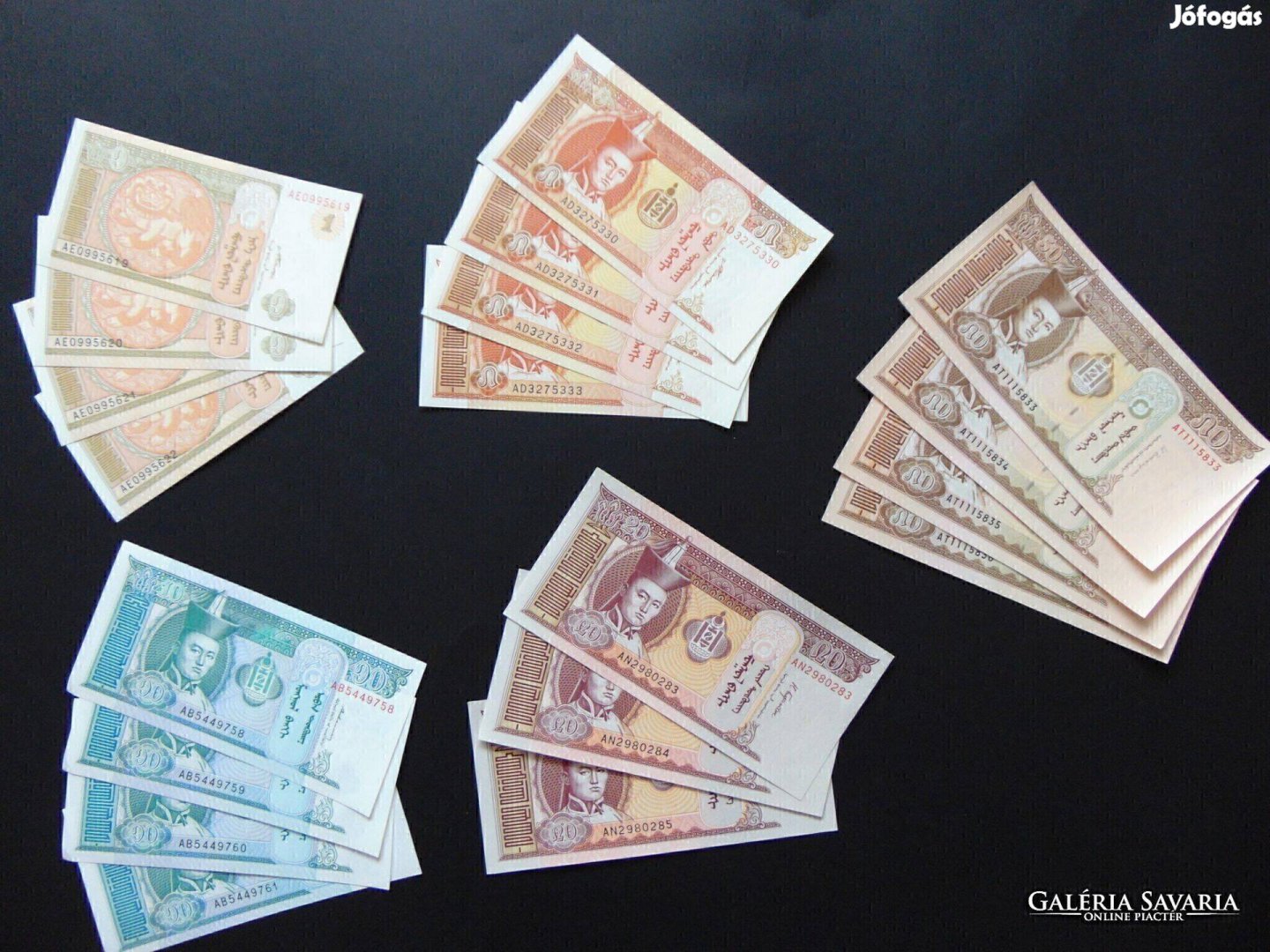 Mongólia 19 darab tugrik hajtatlan bankjegy