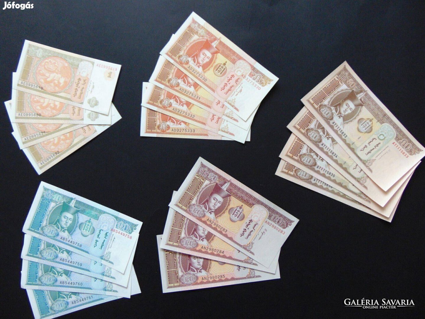 Mongólia 19 darab tugrik hajtatlan bankjegy LOT !