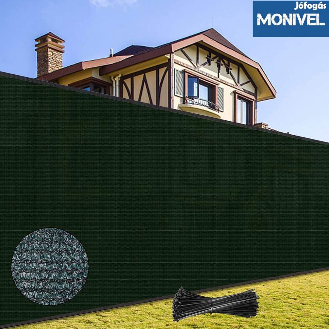 Monivel 1,5m x 10m árnyékoló háló hdpe belátásgátló álcaháló 98%