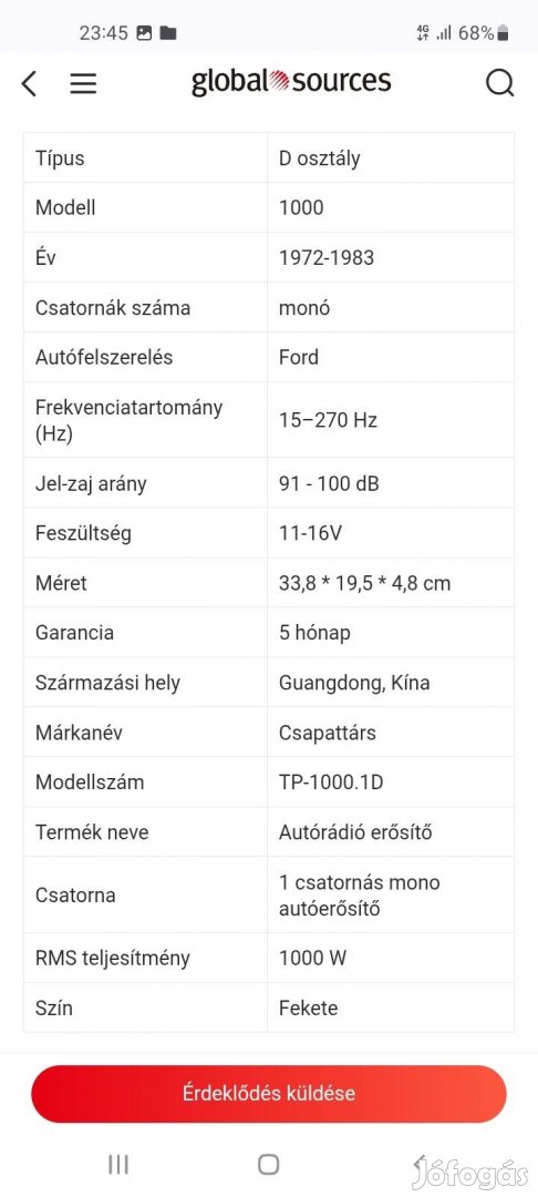 Mono erősitő 1000 watt