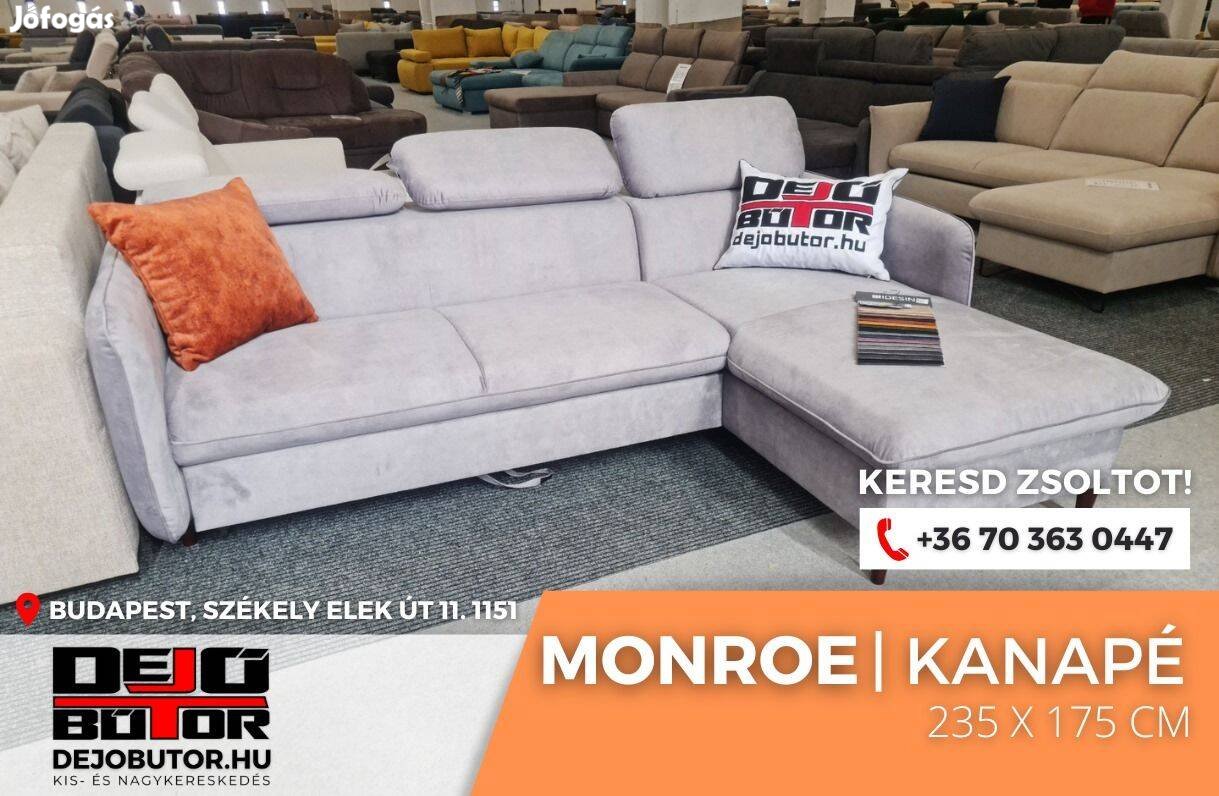 Monroe relax rugós kanapé ülőgarnitúra sarok 235x160 cm gray ágyazható