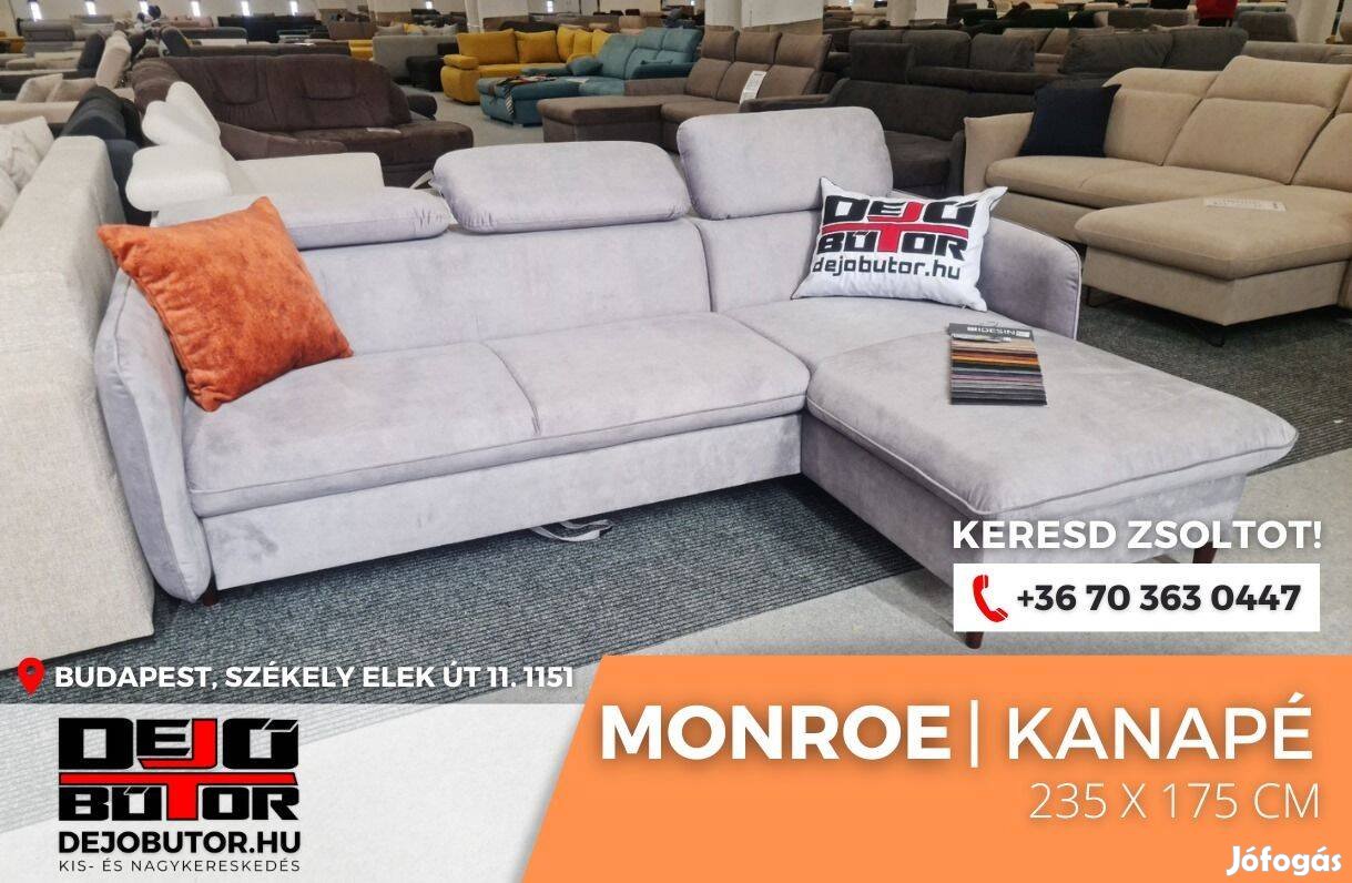 Monroe sarok kanapé ülőgarnitúra rugós 235x175 cm gray