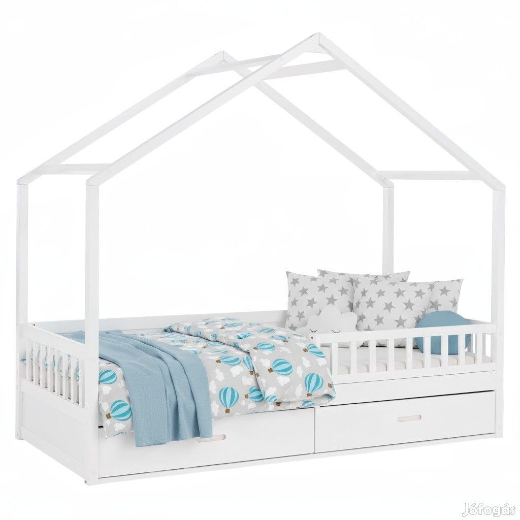 Montessori ágy, 90x200, fehér, tömör, BIANKA