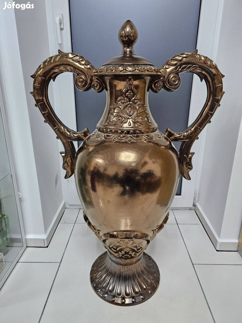 Monumentális Zsolnay óriás talpas váza 100 cm kastélyokba