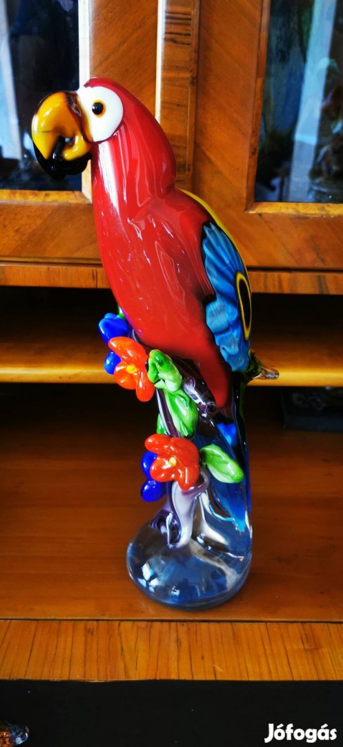 Monumentális muránói papagáj figura