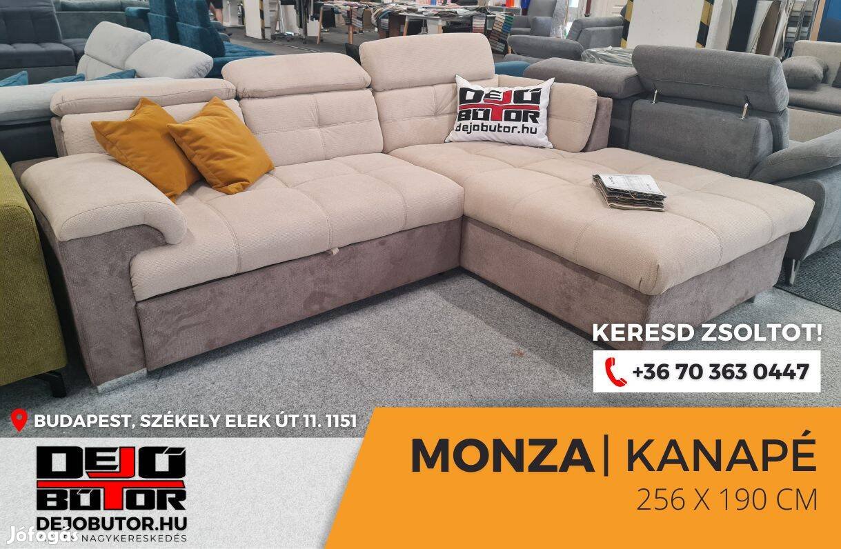 Monza Boss 2 bézs kanapé sarok ülőgarnitúra 256x190 cm ágyazható