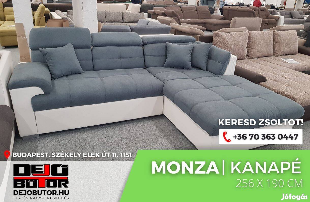 Monza boss szürke kanapé ülőgarnitúra 256x190 cm ágyazható sarok