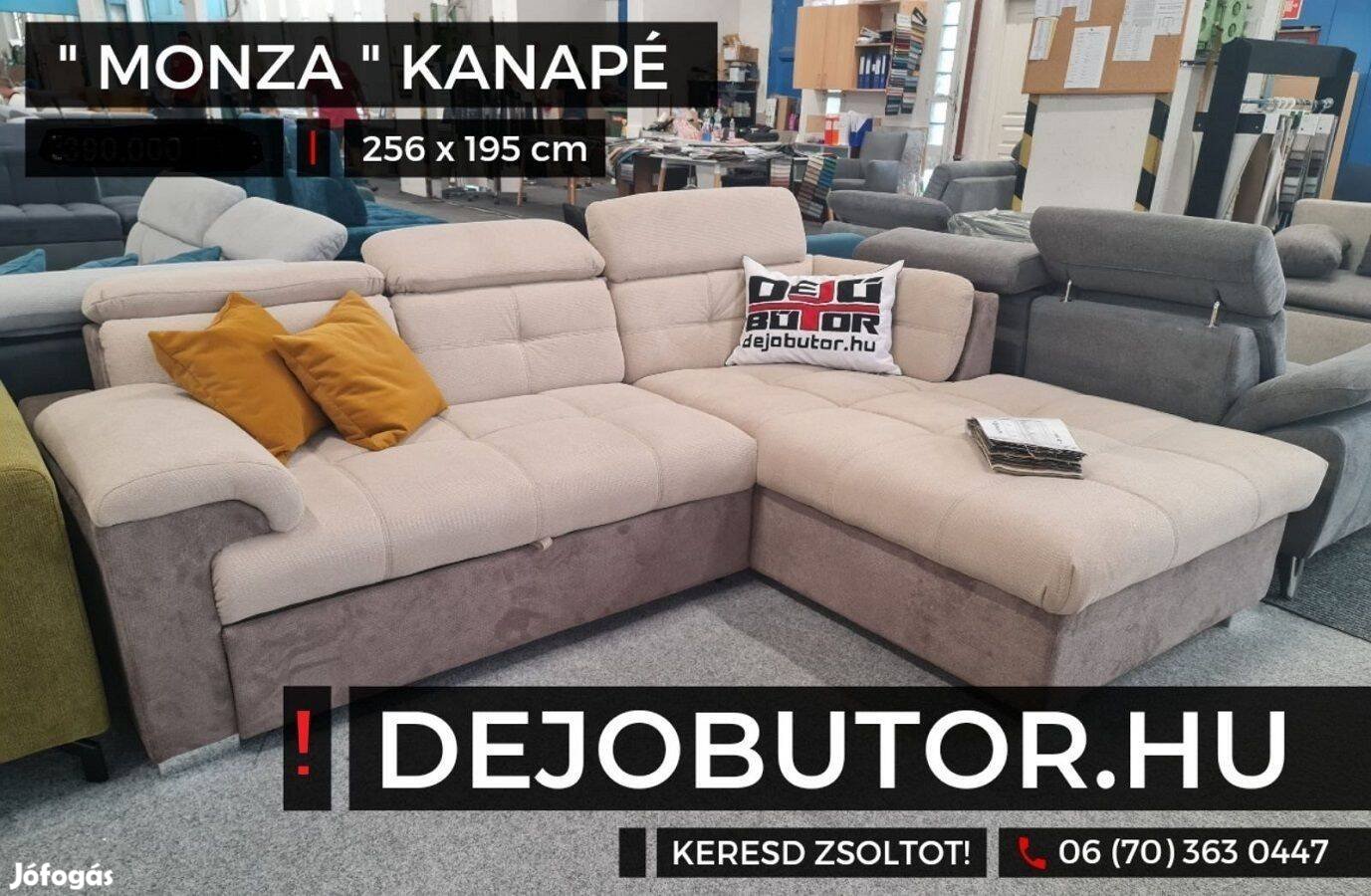 Monza minőségi sarok kanapé ülőgarnitúra 256x195 cm ágyazható drapp