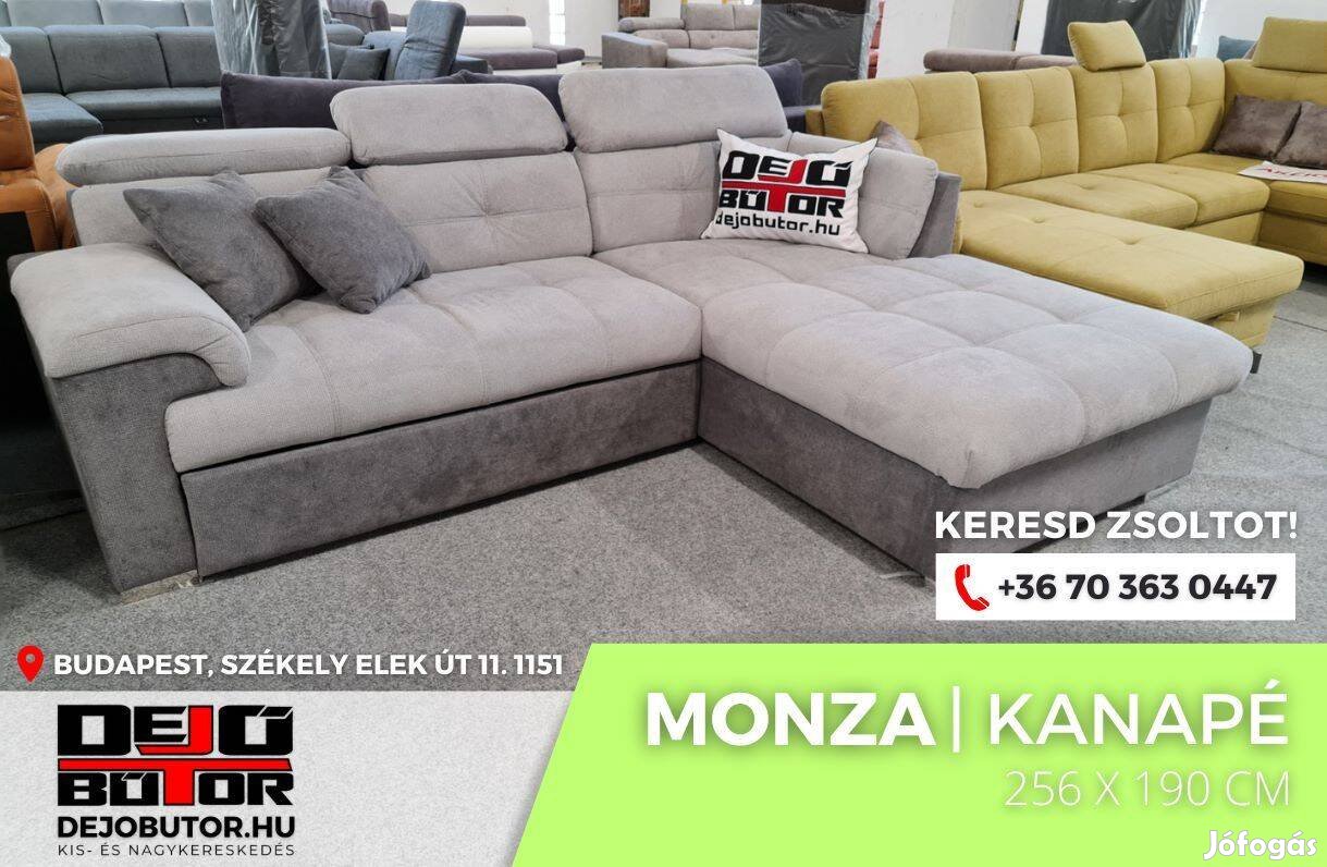 Monza rugós sarok kanapé ülőgarnitúra 256x190 cm ágyazható gray