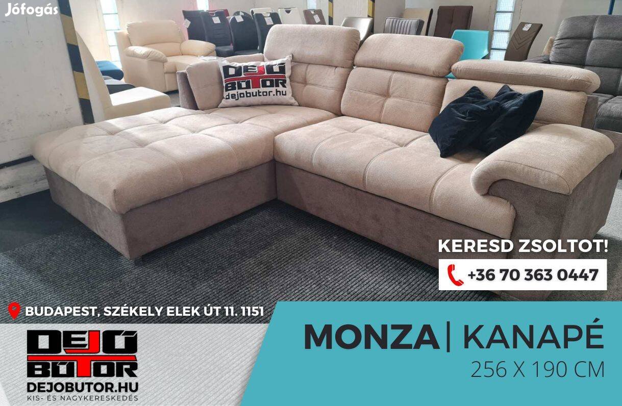 Monza rugós sarok kanapé ülőgarnitúra 256x190 cm ágyazható krém