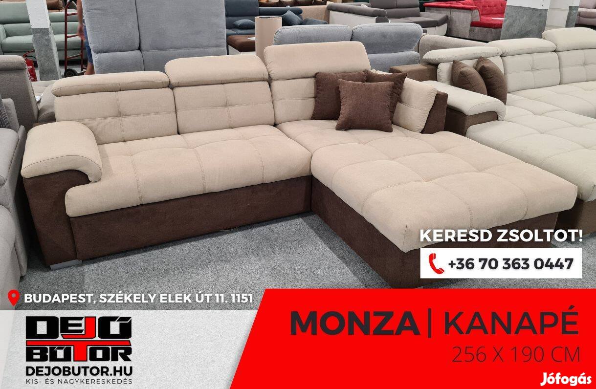 Monza sarok bútor kanapé ülőgarnitúra 256x190 cm rugós fekete bézs