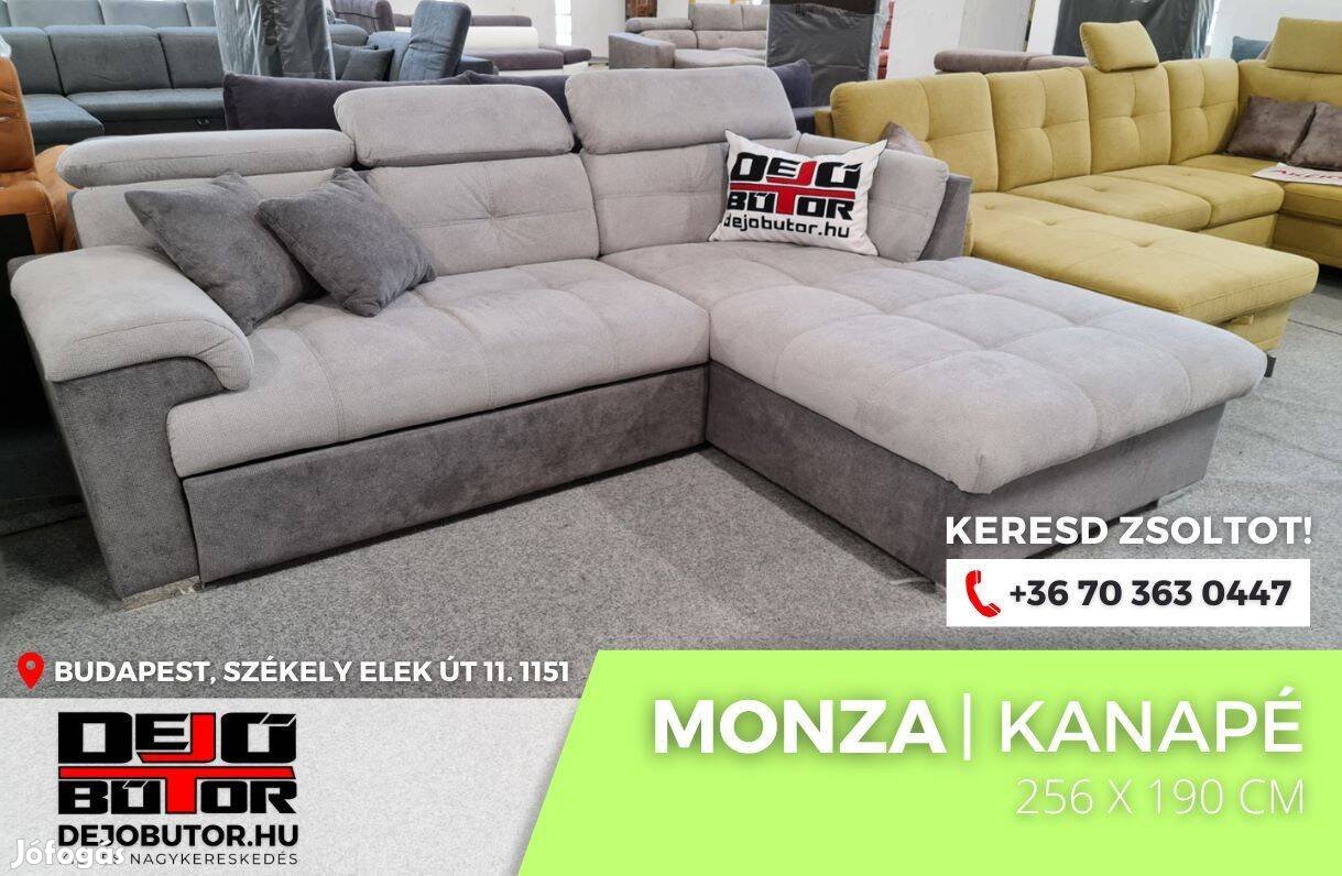 Monza sarok hátfalas kanapé ülőgarnitúra bútor 256x190 cm yoma 6 gray
