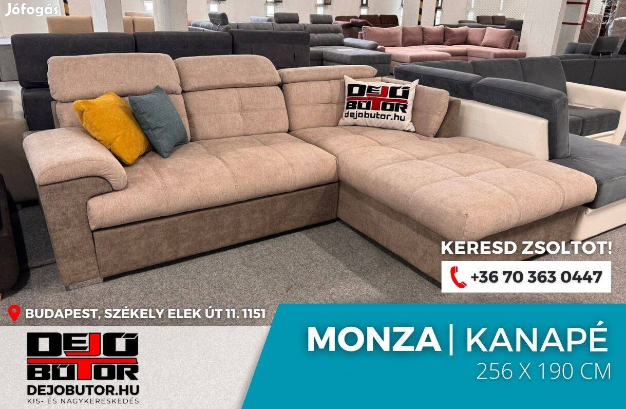 Monza sarok kanapé ülőgarnitúra 256x190cm rugós fekete