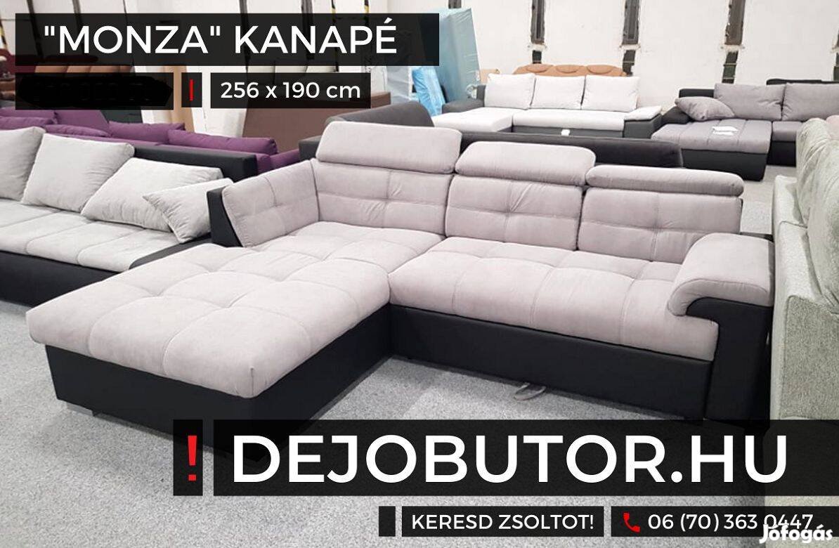 Monza sarok kanapé ülőgarnitúra 260x195 cm ágyazható fekete gray