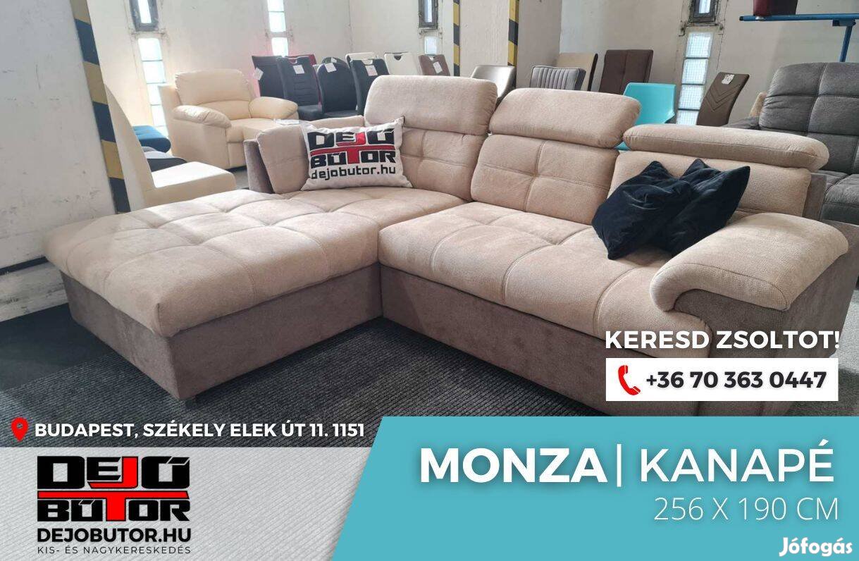 Monza sarok prémium kanapé ülőgarnitúra 256x190 cm rugós bézs