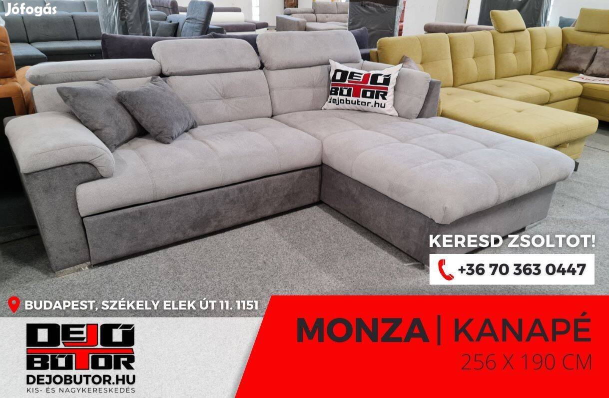 Monza sarok prémium kanapé ülőgarnitúra 256x190 cm rugós grafit