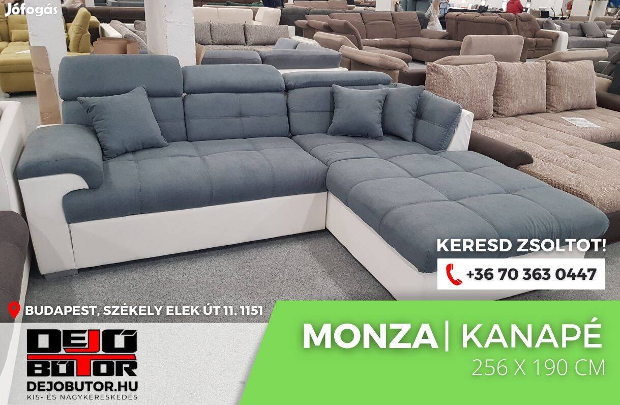 Monza sarok prémium kanapé ülőgarnitúra 256x190 cm rugós gray