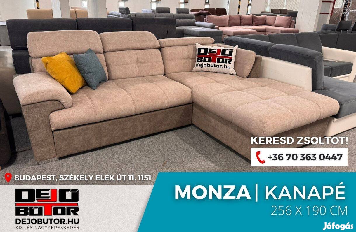 Monza sarok prémium kanapé ülőgarnitúra 256x190 cm rugós krém