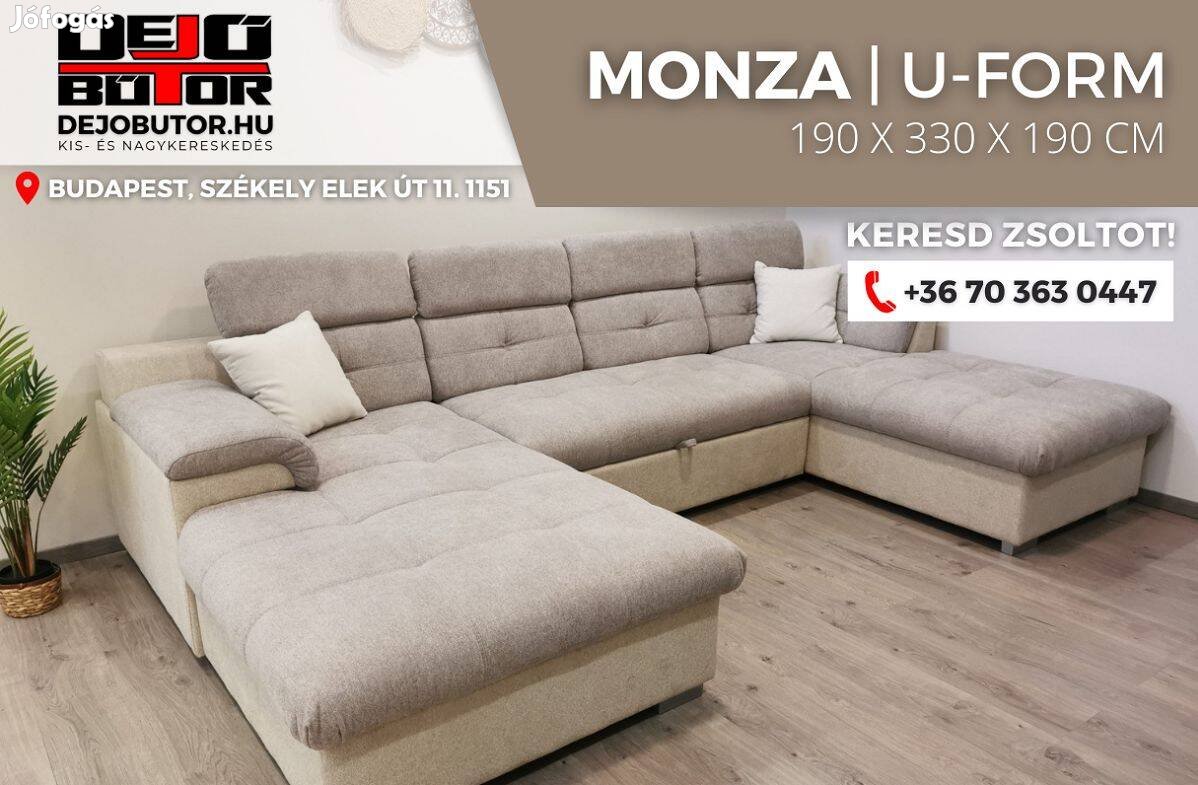 Monza sarok rugós kanapé ülőgarnitúra 195x330x195 cm ualak barna krém