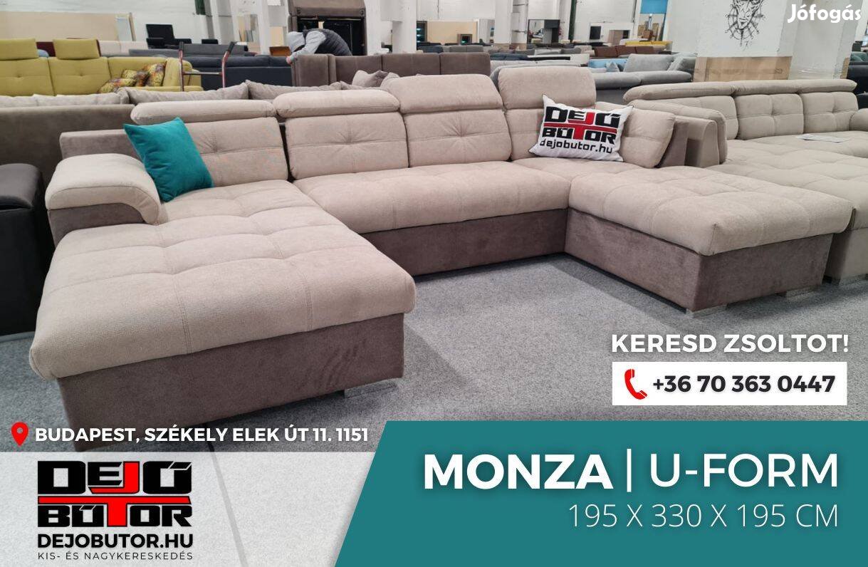 Monza sarok rugós ualak kanapé ülőgarnitúra 195x330x195 cm bézs