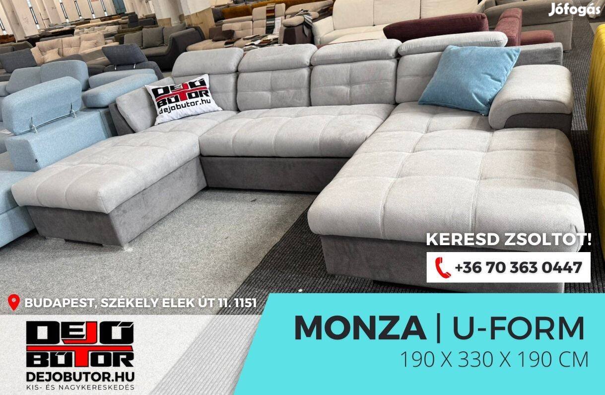Monza ualak kanapé ülőgarnitúra 190x330x190 cm ágyazható cuba 17 gray