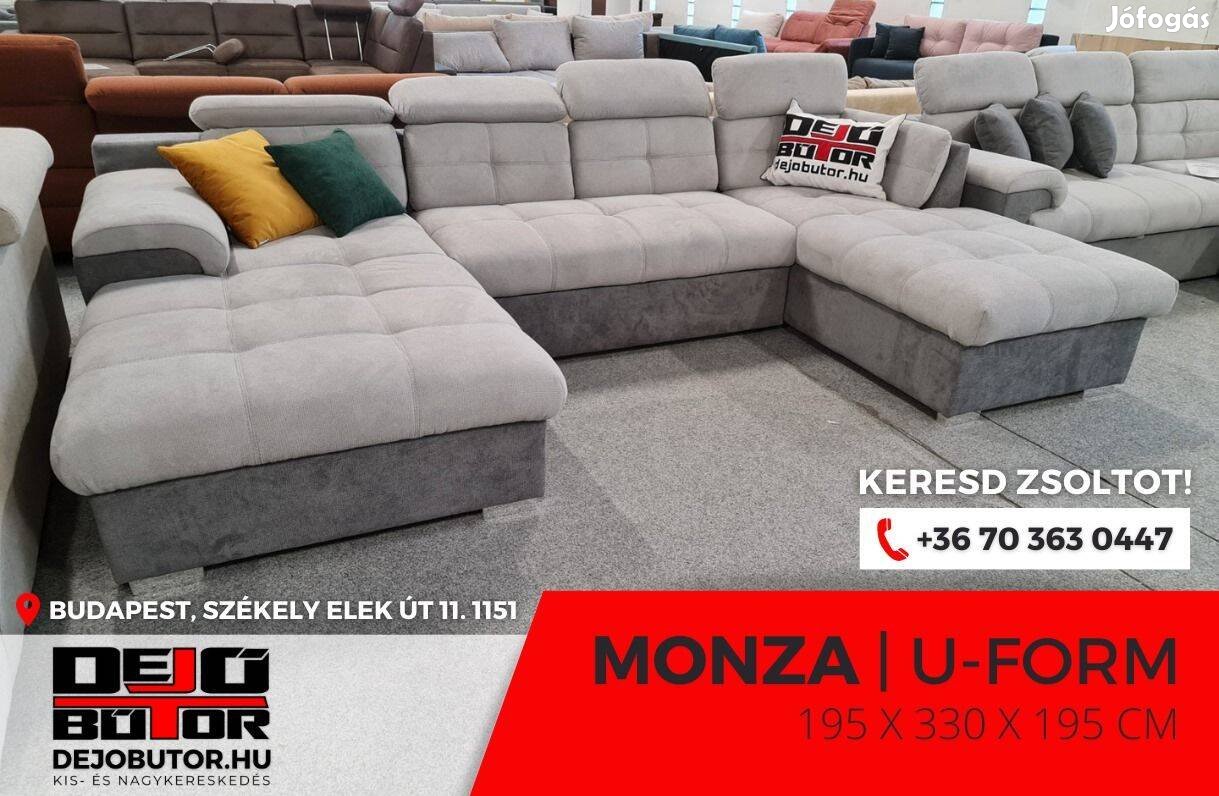 Monza ualak kanapé ülőgarnitúra 195x330x195 cm ágyazható bútor gray