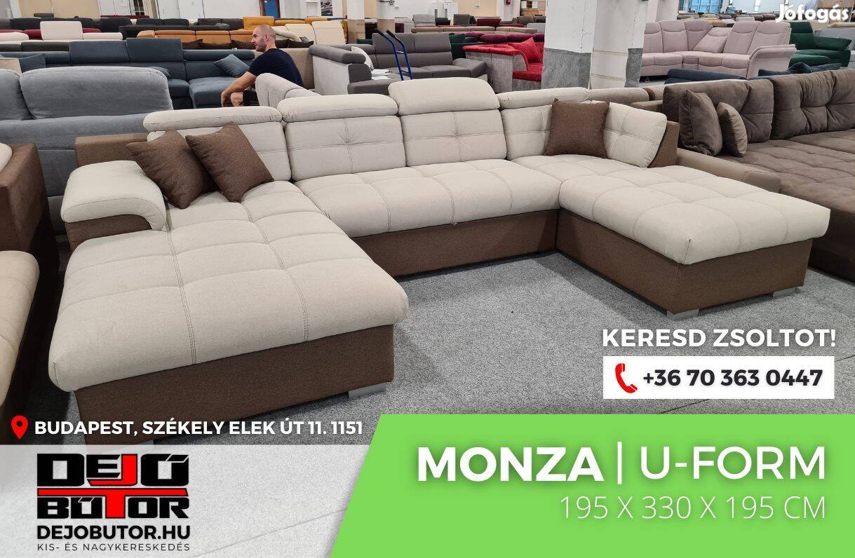 Monza ualak rugós kanapé 195x330x195 cm ülőgarnitúra bézs sarok