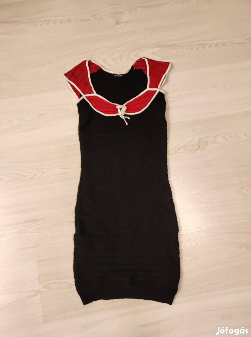 Morgan női ruha, piros-fekete kötött alkalmi ruha szoknya S/36
