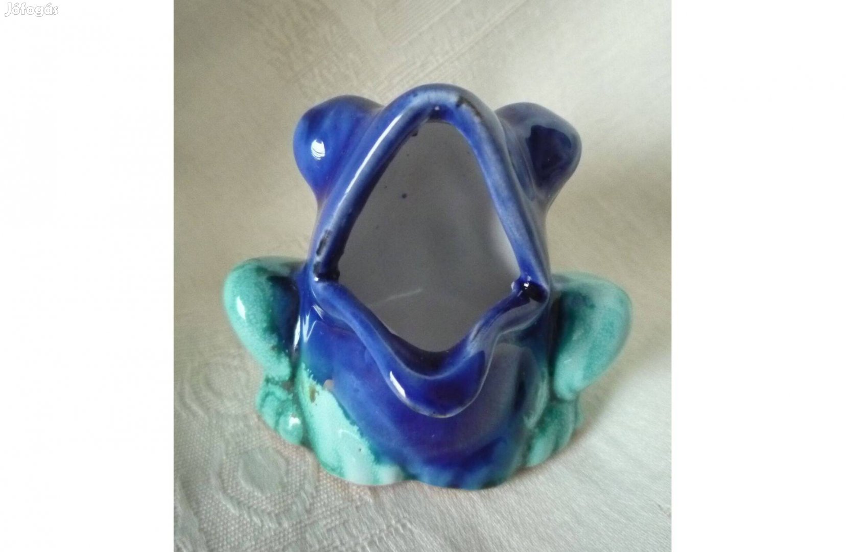 Morvay Zsuzsa keramikus béka dísztárgy fogpiszkáló tartó