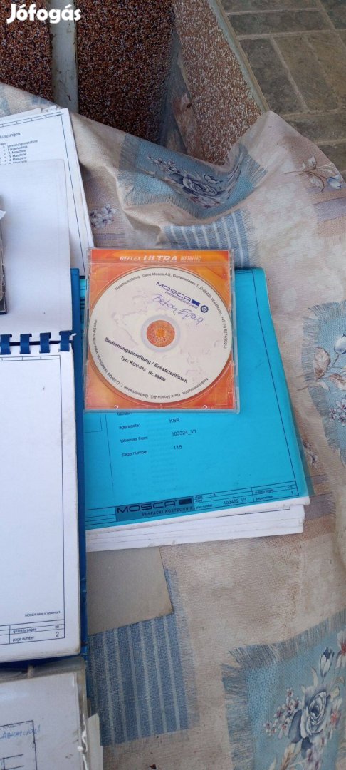 Mosca pántológép dokumentáció papíron és cd-n