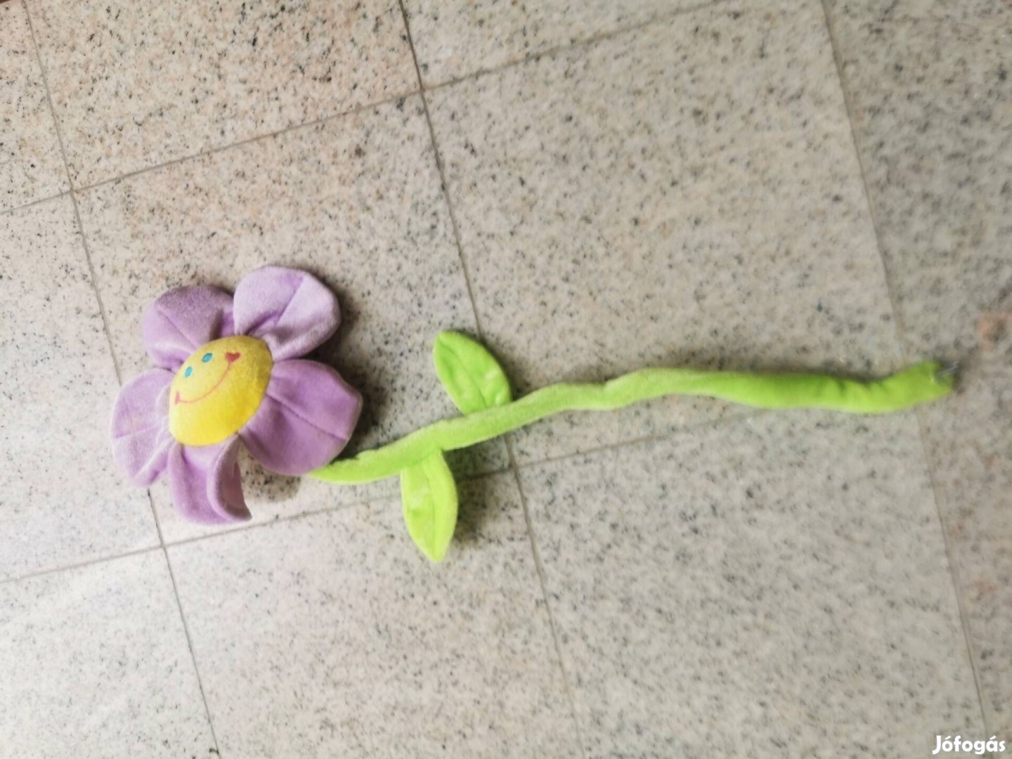 Mosolygós halványlila plüss virág, Smile, 60 cm, új