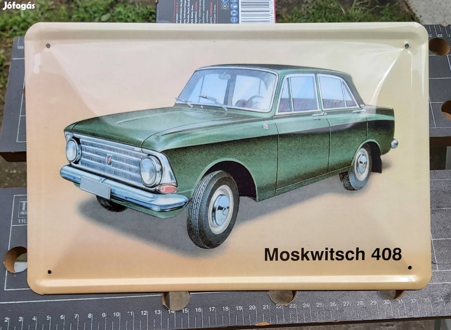 Moszkvics bádog tábla fémtábla dekoráció garázsba