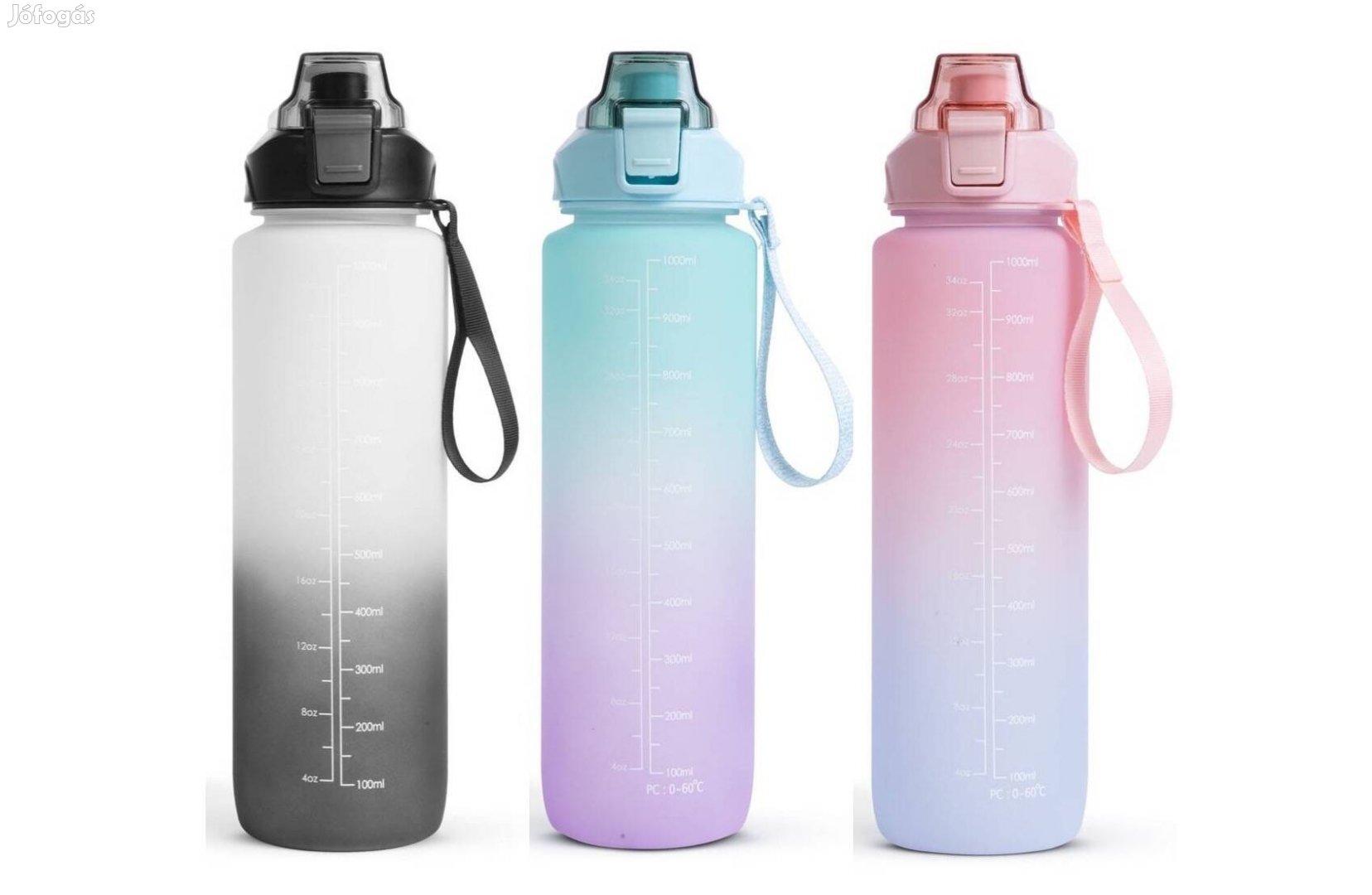 Motivációs kulacs vizes palack sportkulacs - műanyag opálos - 1000 ml