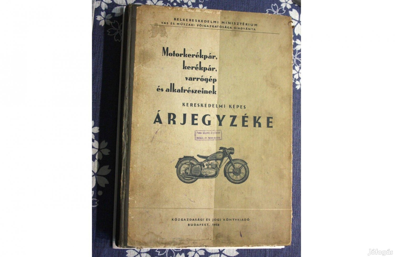 Motorkerékpár, stb. alkatrészeinek kereskedelmi képes árjegyzéke 1958