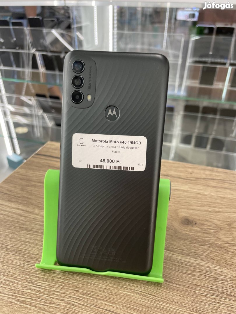 Motorola Moto e40 4/64GB, Kártyafüggetlen, Újszerű 