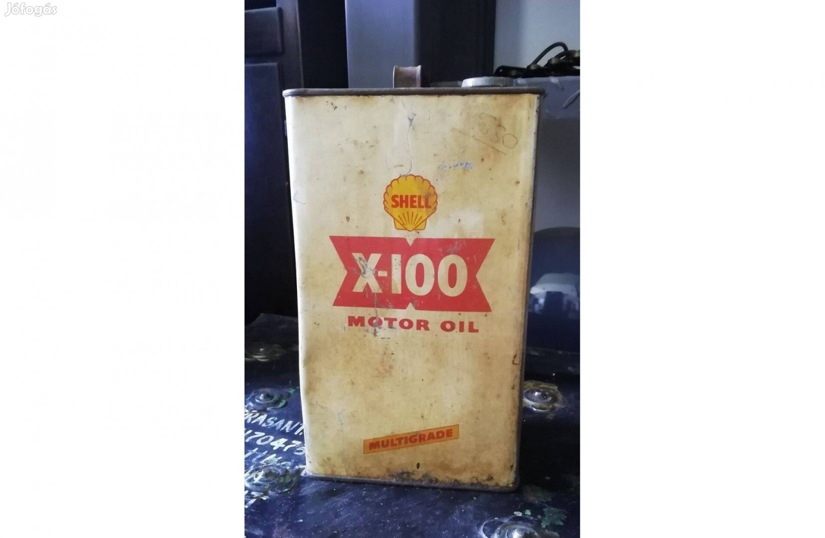 Motorolajos kanna, régi Shell olajos kanna, dekorációként