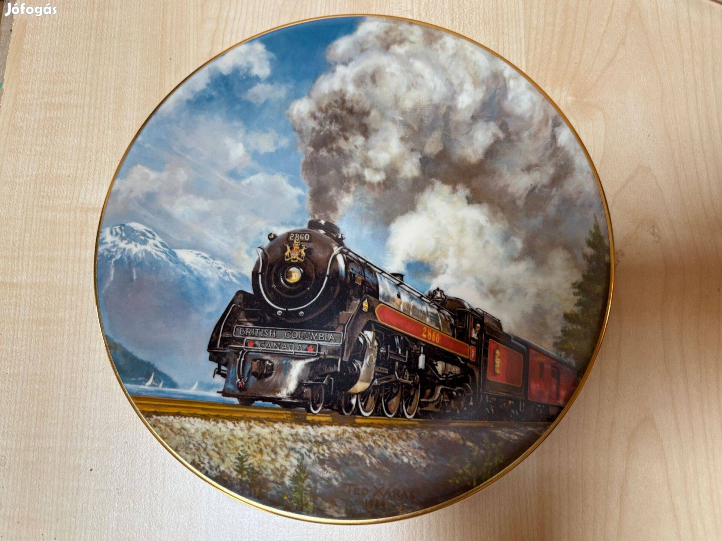 Mozdonyos porcelán dísztányér, Pacific Royal Hudson 2860