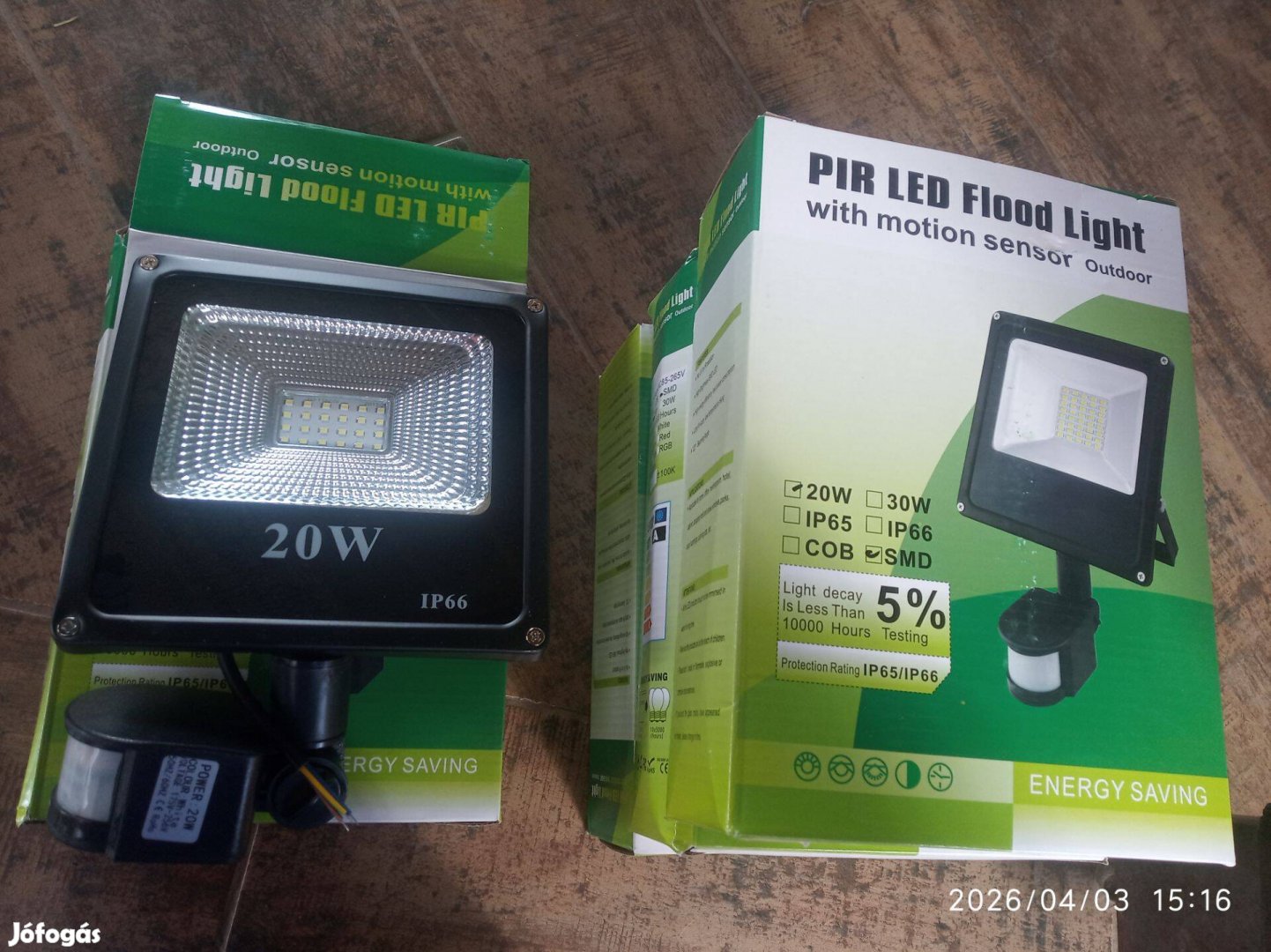 Mozgás érzékelős kültéri led lámpa 20w-os