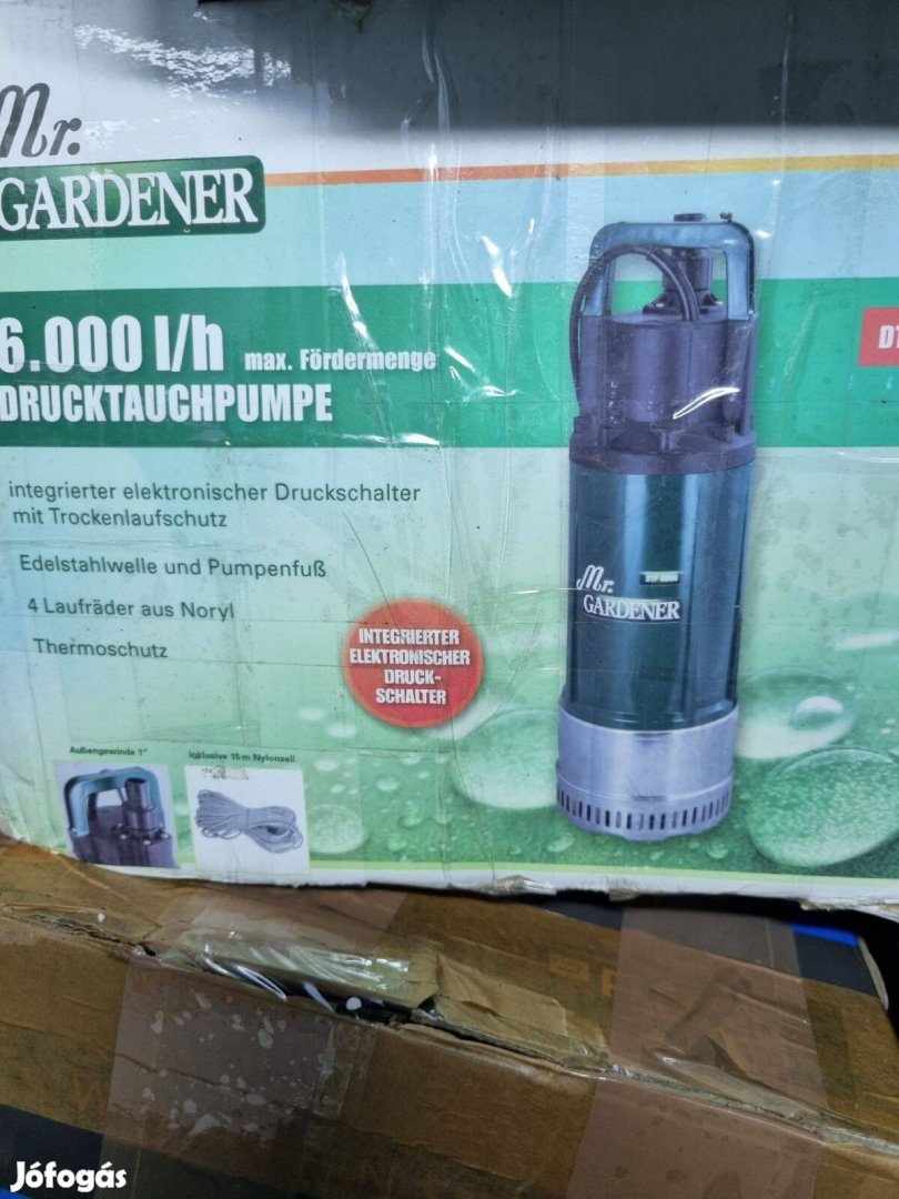 Mr.Gardener 6000l/h vízhozamú mélykúti szivattyú, nyomáskapcsolóval