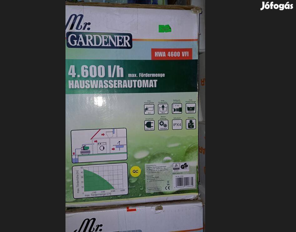 Mr.Gardener HWA 4600VFI 1100 Watt motor teljesítményű kerti szivattyú