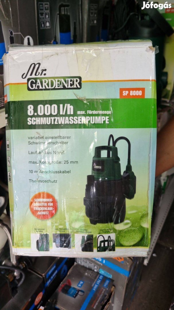 Mr.Gardener merülő búvárszivattyú 8000L/óra vízhozammal szennyvíz sziv