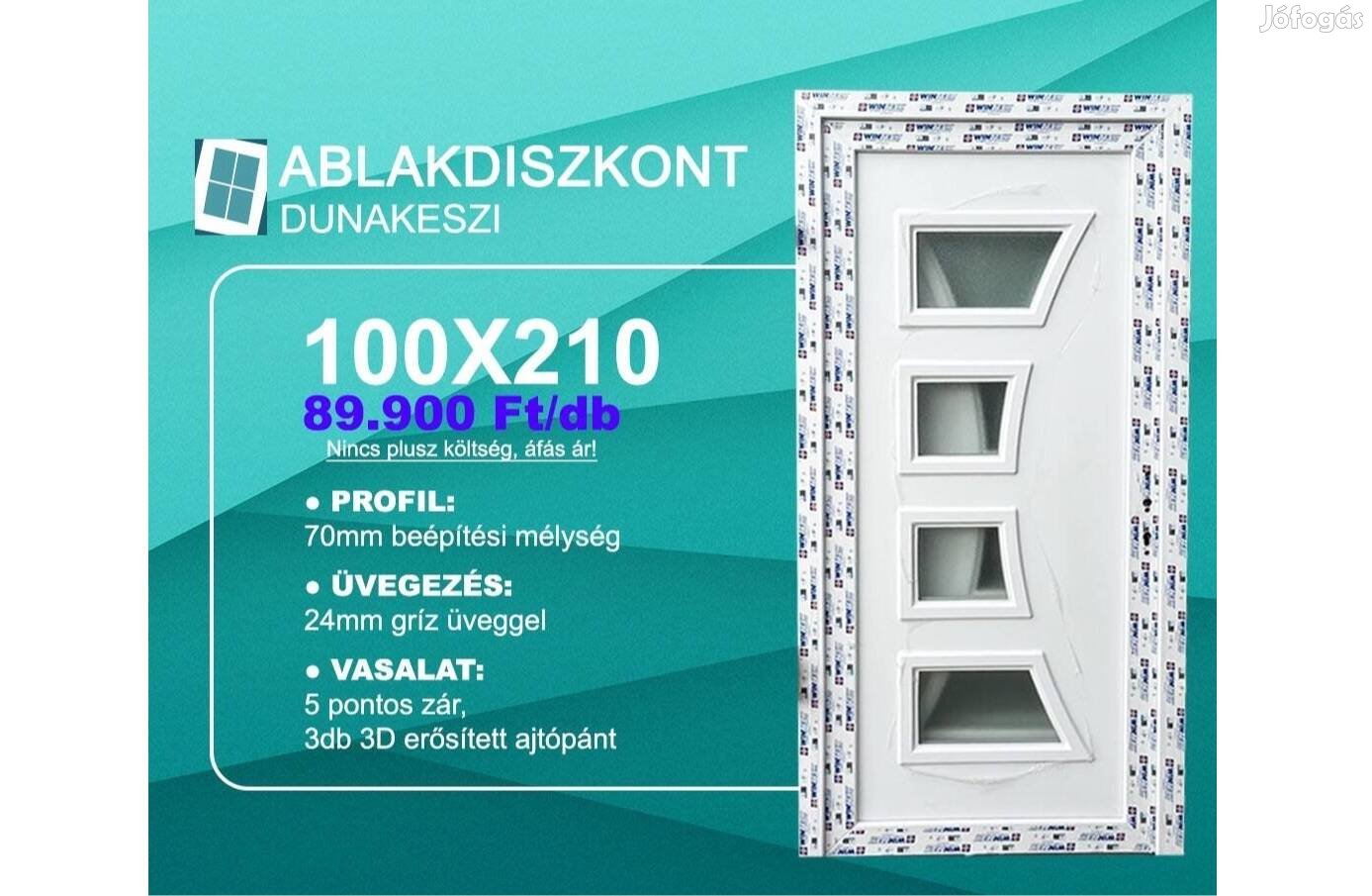 Műanyag 100x210-es bejárati ajtó Akció!!!