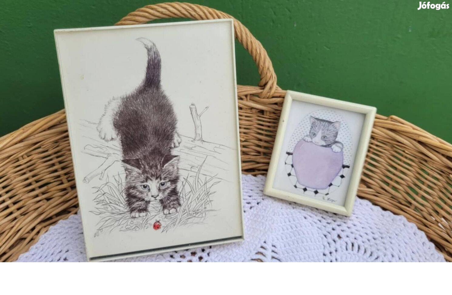 Műanyag keretes cicás kép pár