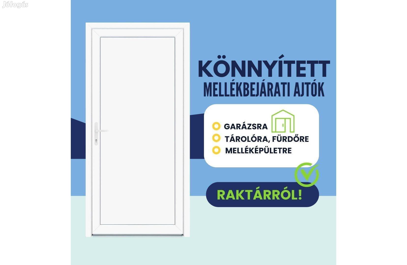 Műanyag könnyített bejárati vagy beltéri ajtó 90x210 raktárról