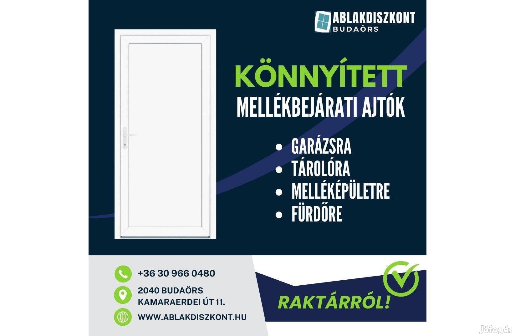 Műanyag könnyített mellékbejárati ajtó 75x210 Raktárról