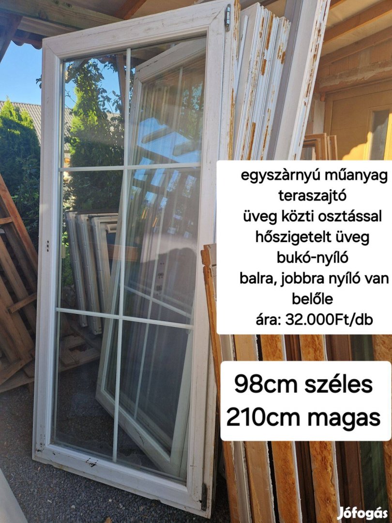 Műanyag teraszajtó 98*210